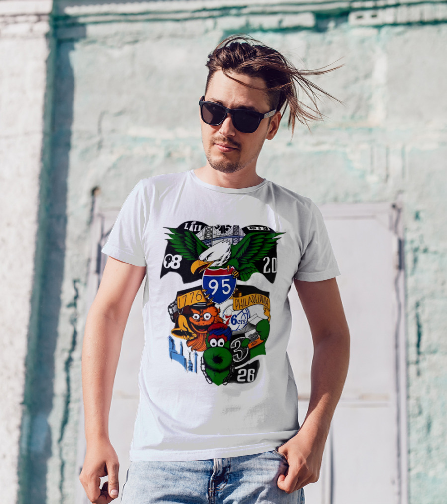 LII Eagle 215 Philadelphia 98 20 1776 76ers 26 Mascot T-Shirt