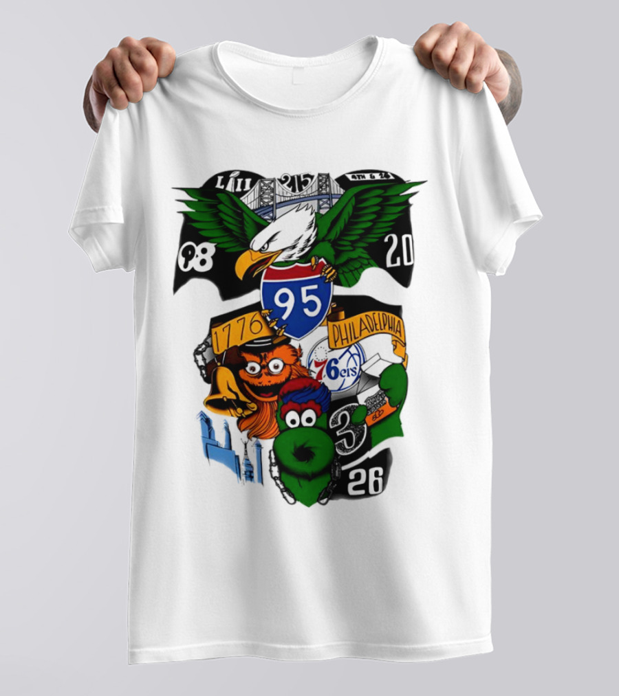 LII Eagle 215 Philadelphia 98 20 1776 76ers 26 Mascot T-Shirt