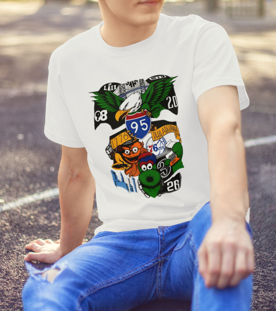 LII Eagle 215 Philadelphia 98 20 1776 76ers 26 Mascot T-Shirt