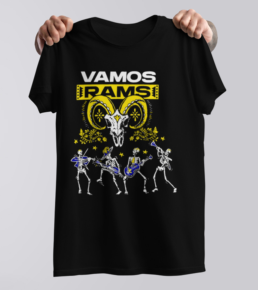 Vamos Rams Dia De Los Muertos Skeleton Dance T-Shirt