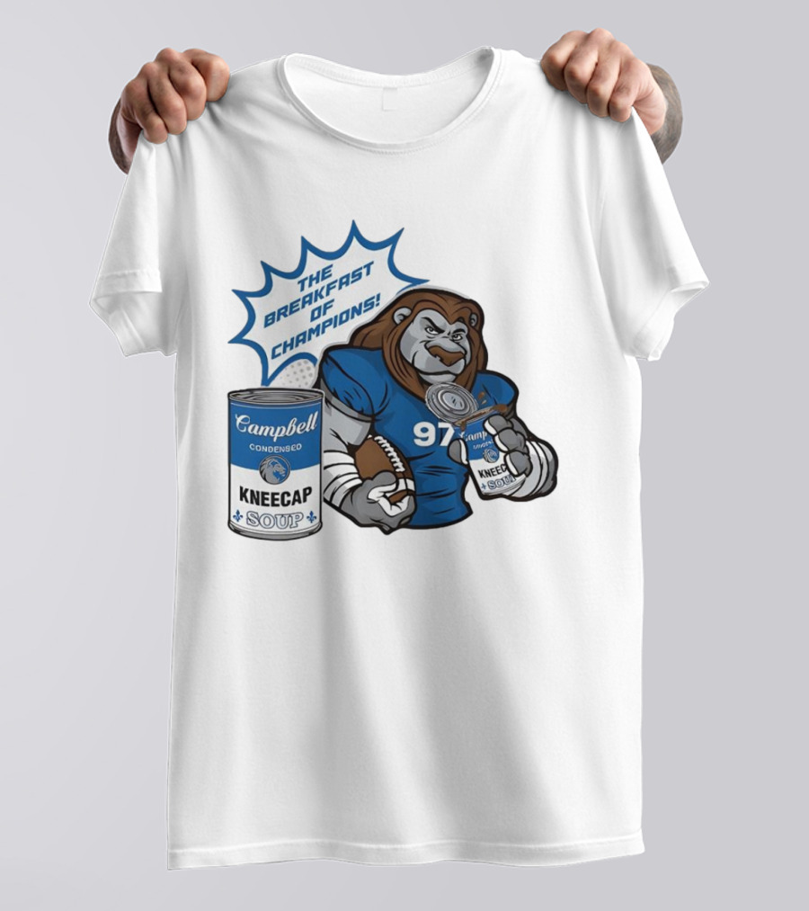 Campbell Soup Kneecap Breakfast Of Champions Detroit Lions T-Shirt