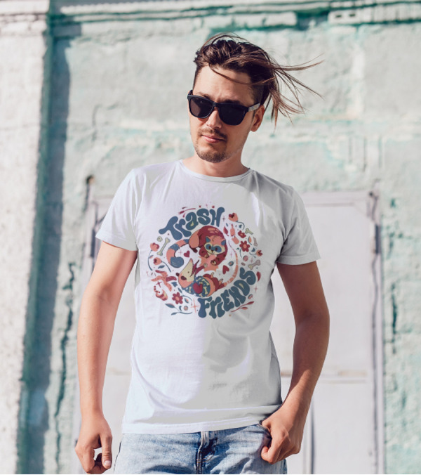 Trash Friends Cat And Possum Floral T-Shirt