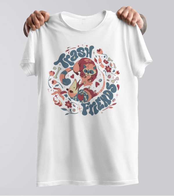 Trash Friends Cat And Possum Floral T-Shirt