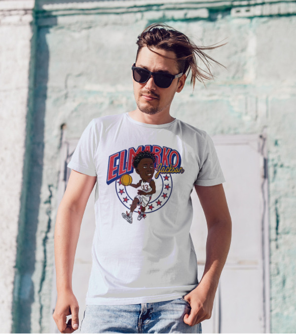Elmarko Jackson Kansas Jayhawks Basketball Vintage Stars T-Shirt