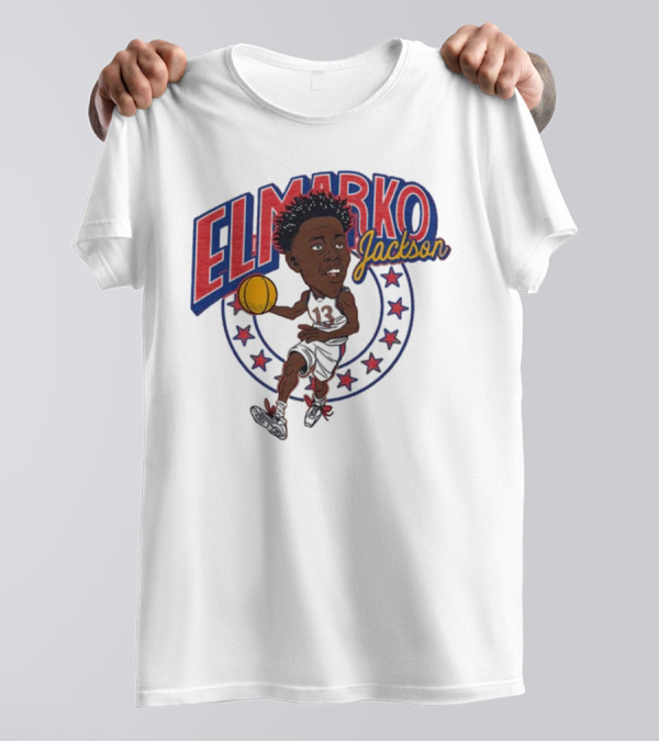 Elmarko Jackson Kansas Jayhawks Basketball Vintage Stars T-Shirt