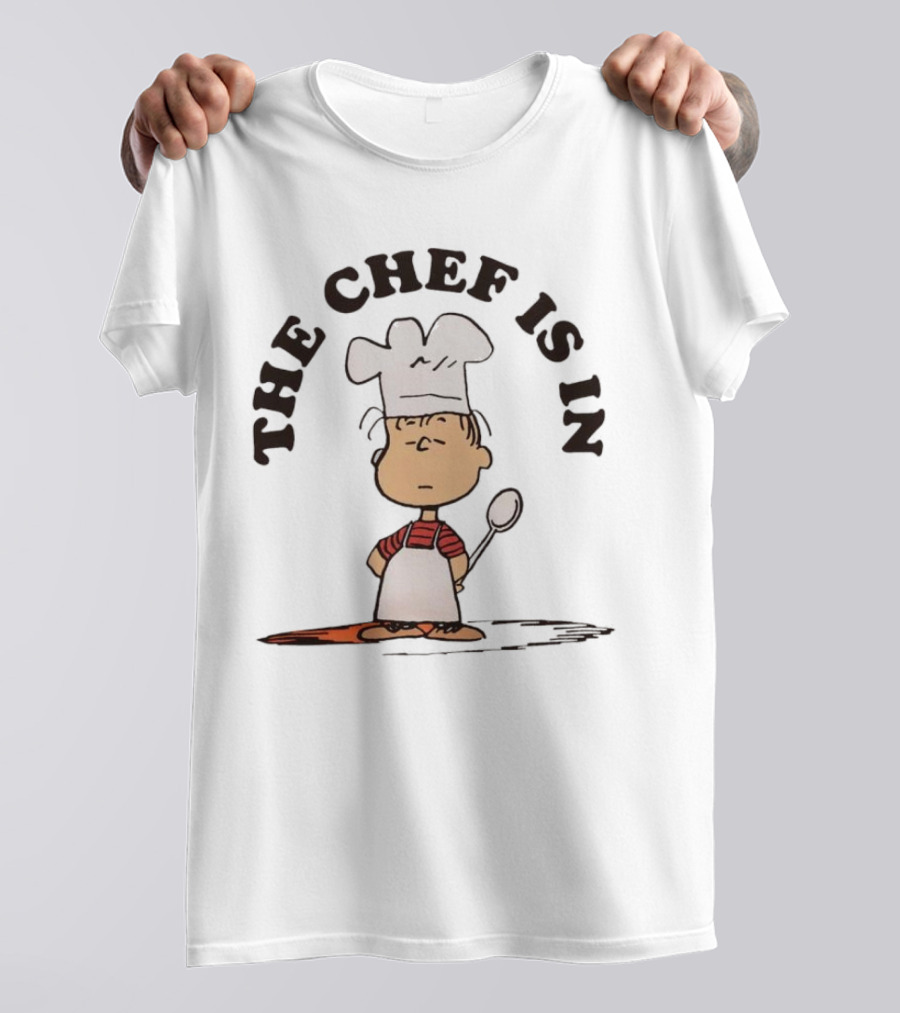 Linus Peanuts The Chef Is In Cooking Spoon Comic Character T-Shirt