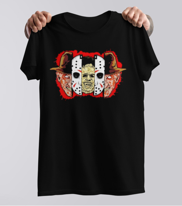 Michael Myers Jason Voorhees Freddy Krueger Slasher Trio Mask Horror Icons T-Shirt