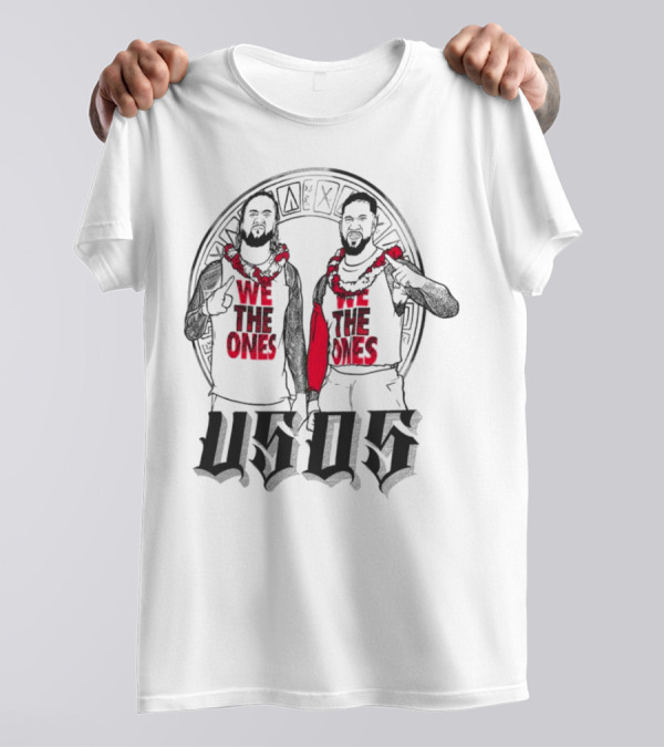 Ripple Junction Gray The Usos We The Ones Red Text And Figures T-Shirt