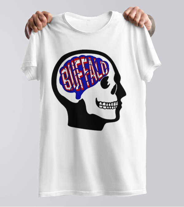 Buffalo Brain Outline In Skull T-Shirt
