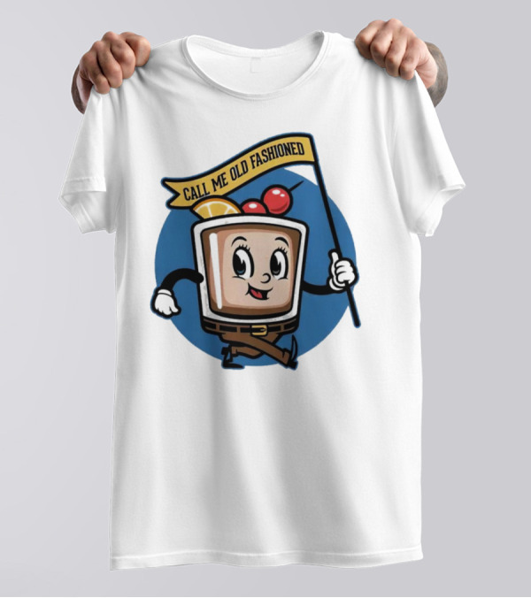 Call Me Old Fashioned Whiskey Animated Cocktail Character With Cherry And Orange T-Shirt
