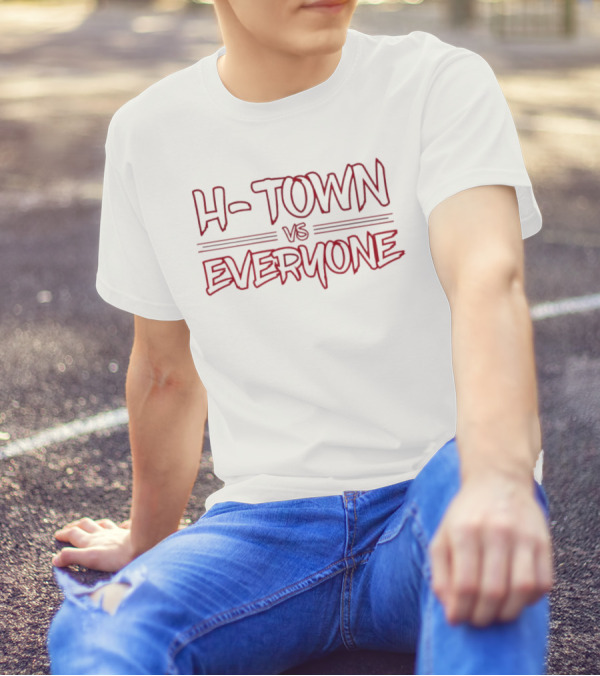 H-Town Vs Everyone Bold Red And Grey Text T-Shirt