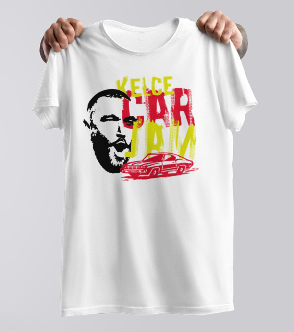 Kelce Car Jam Bold Yellow Red Face Car T-Shirt