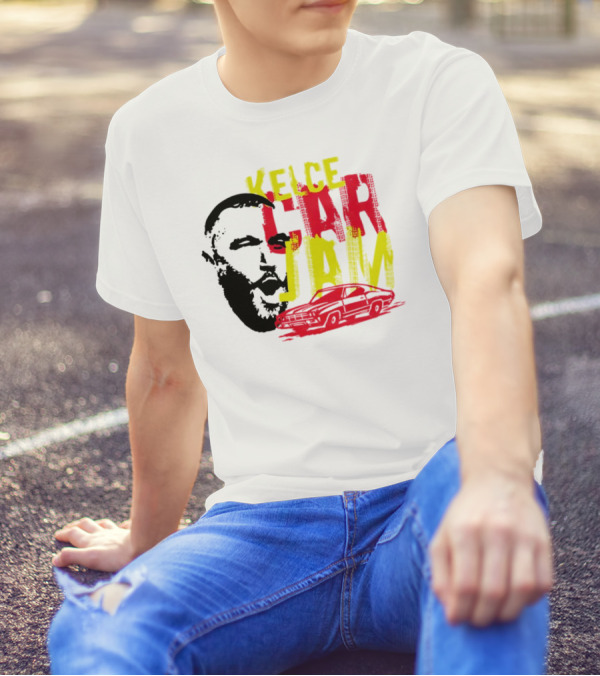 Kelce Car Jam Bold Yellow Red Face Car T-Shirt