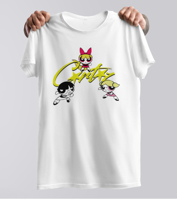 The Powerpuff Girls Corteiz Logo With Characters Buttercup Blossom Bubbles T-Shirt