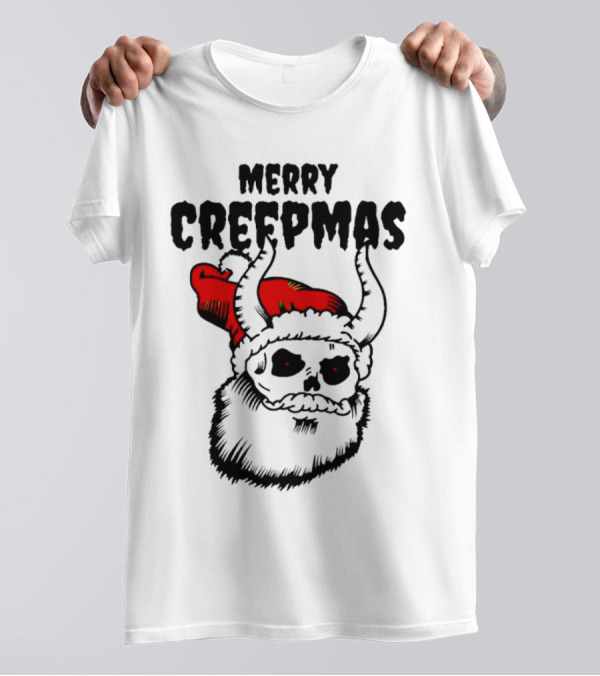 Merry Creepmas Horror Santa Skull Christmas T-Shirt