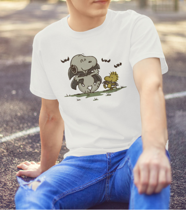 Snoopy And Woodstock Peanuts Spooky Halloween Fun T-Shirt