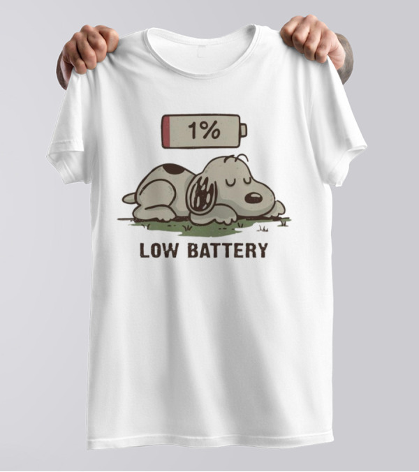 Snoopy Peanuts Low Battery 1% Nap T-Shirt