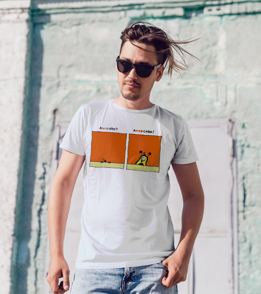 Awocado Ahiercado Funny Avocado Comic Two Panel Joke T-Shirt