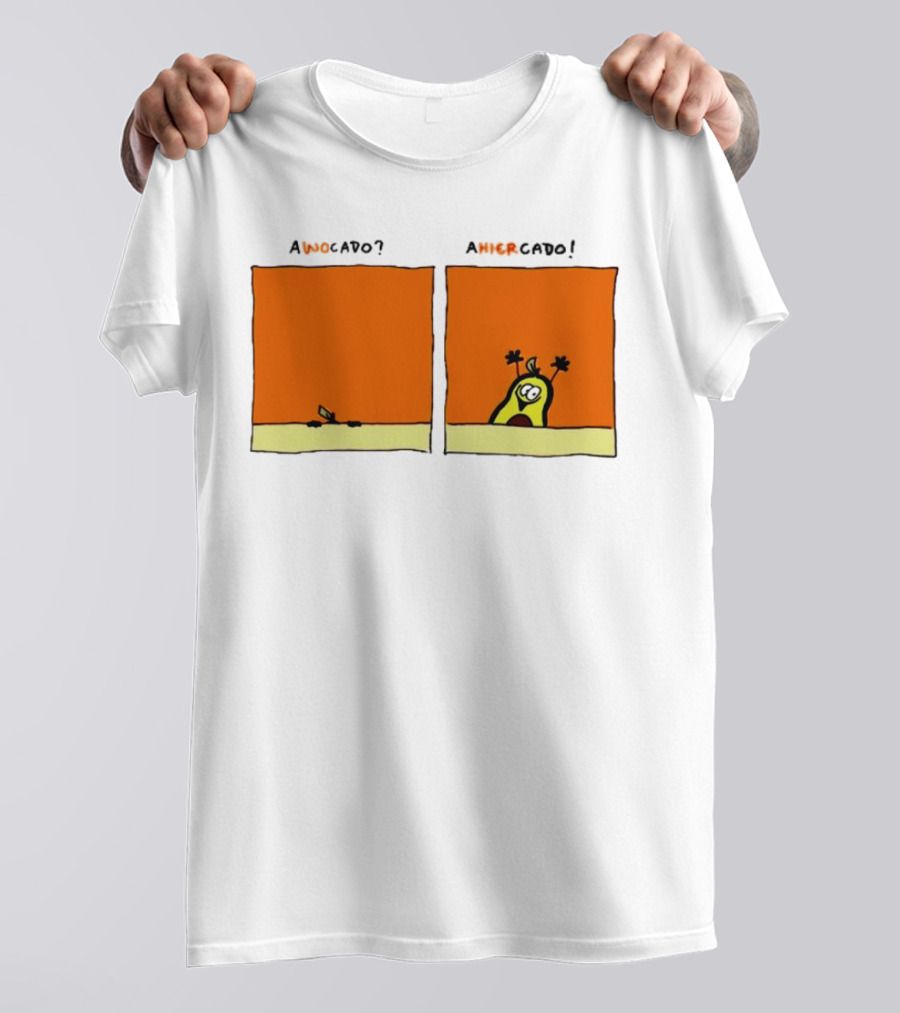 Awocado Ahiercado Funny Avocado Comic Two Panel Joke T-Shirt