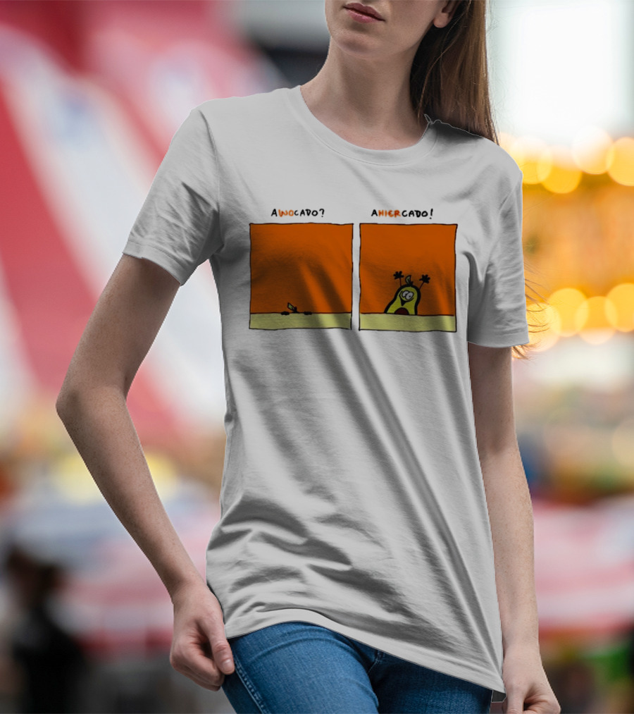 Awocado Ahiercado Funny Avocado Comic Two Panel Joke T-Shirt