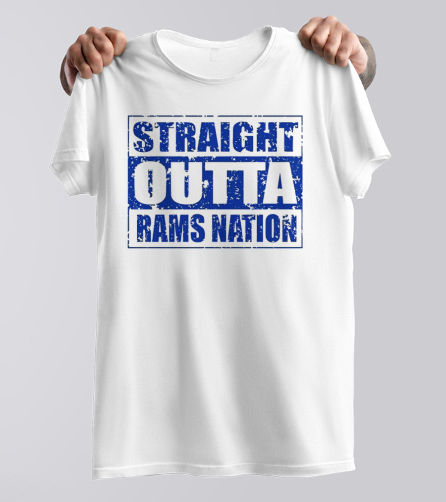 Straight Outta Rams Nation Bold Blue Text T-Shirt