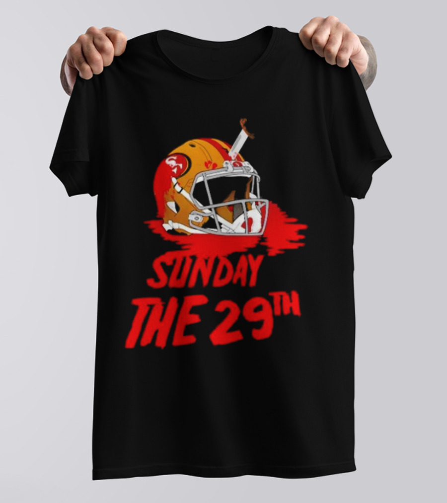 Sunday The 29th Football Helmet Horror Crossover T-Shirt