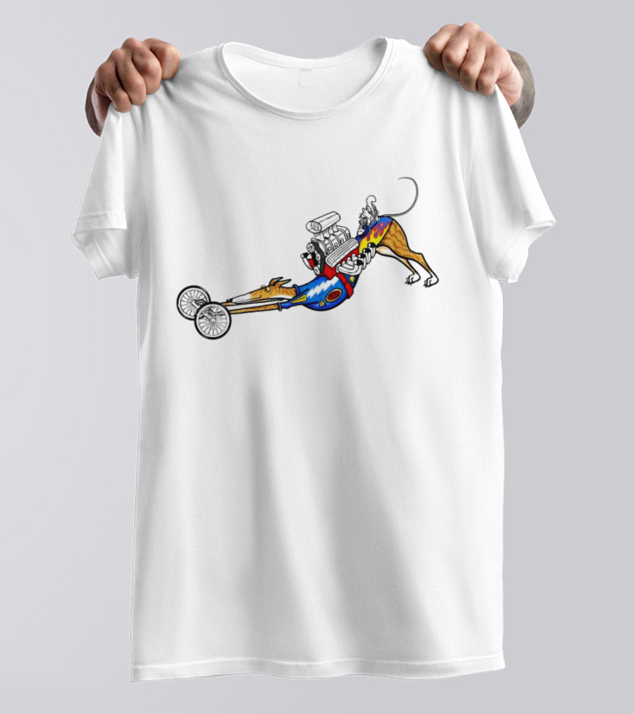 The Indianapolis One Cartoon Dog Dragster Engine Racing T-Shirt