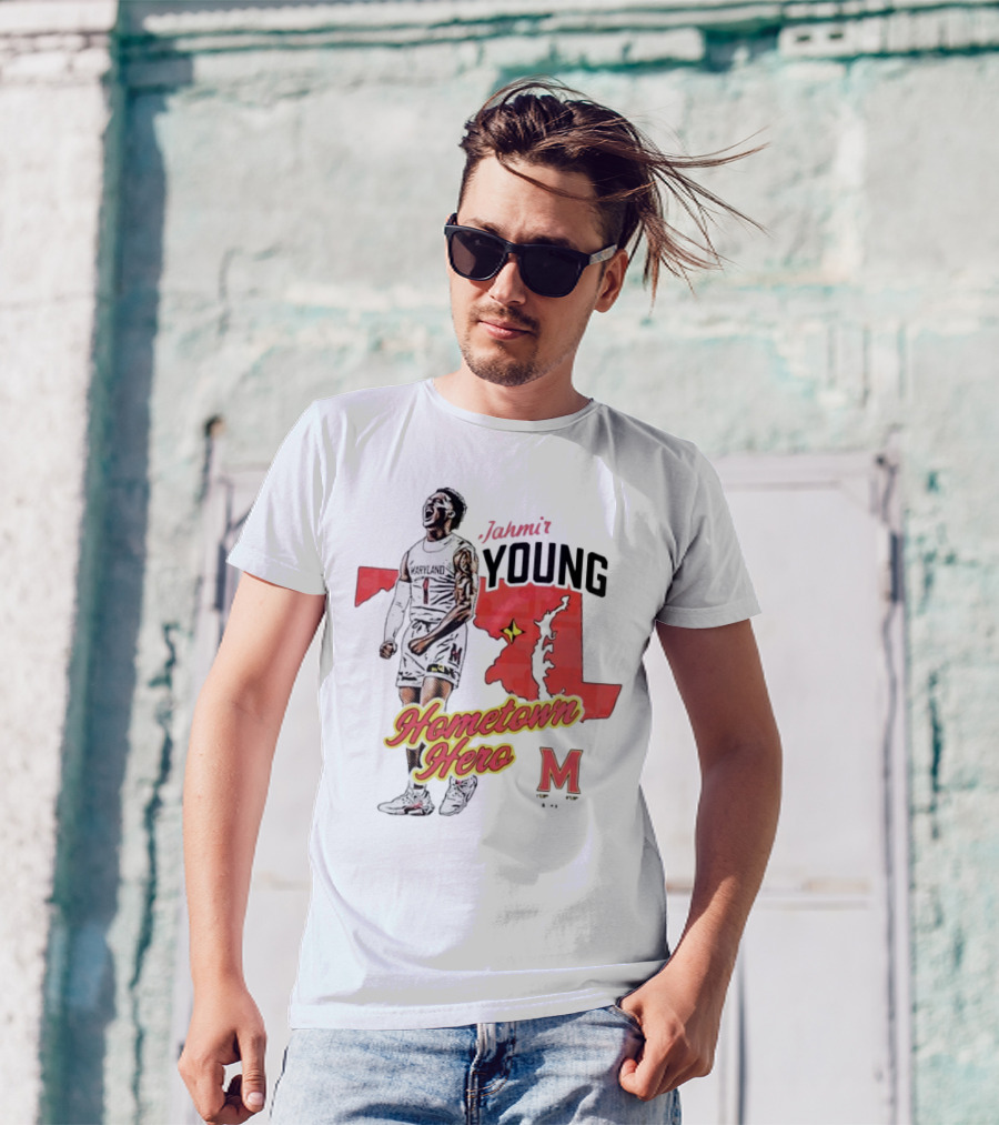 Jahmir Young Hometown Hero Maryland Map Red Star M T-Shirt