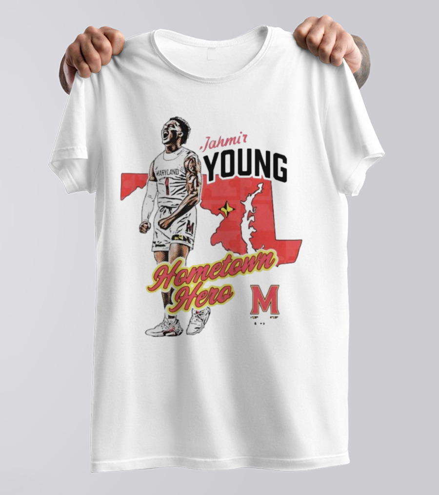 Jahmir Young Hometown Hero Maryland Map Red Star M T-Shirt
