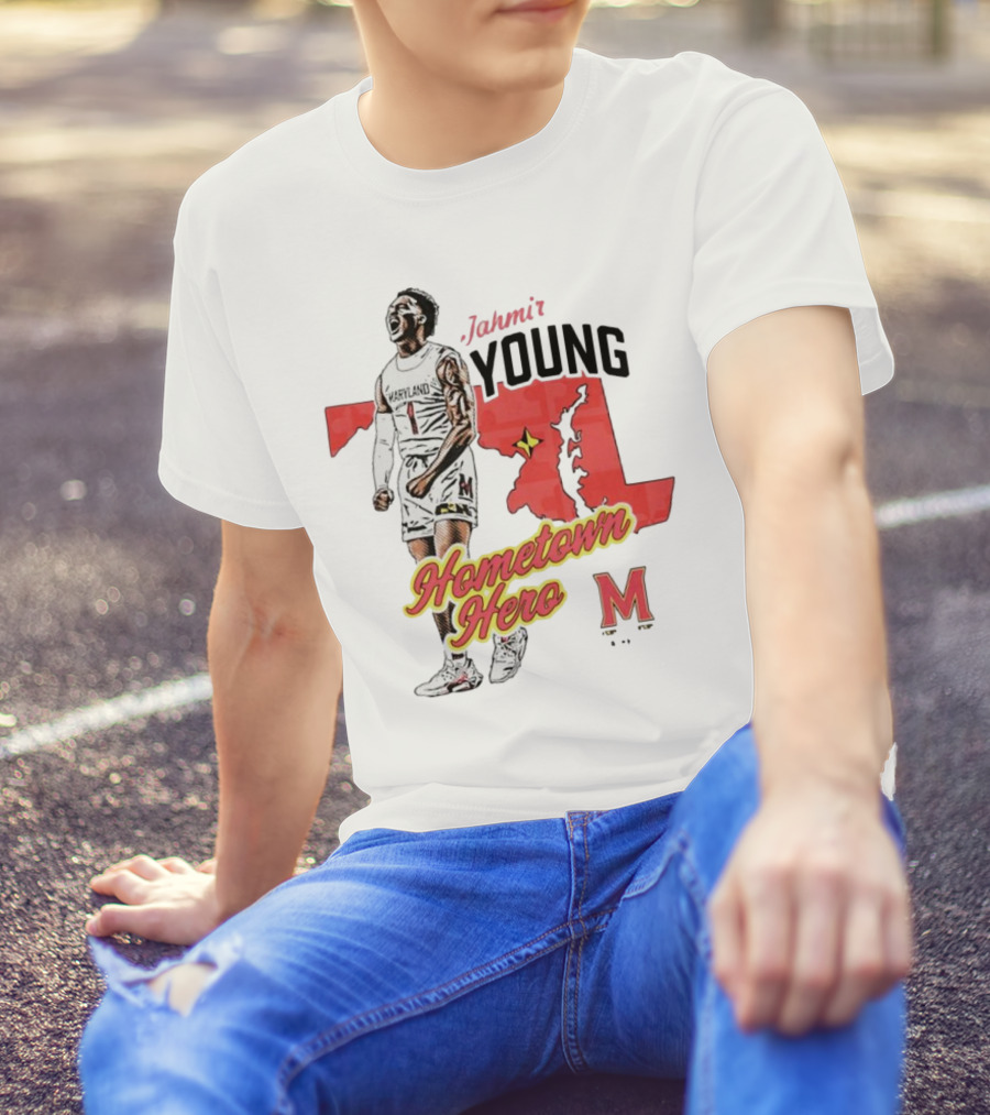 Jahmir Young Hometown Hero Maryland Map Red Star M T-Shirt