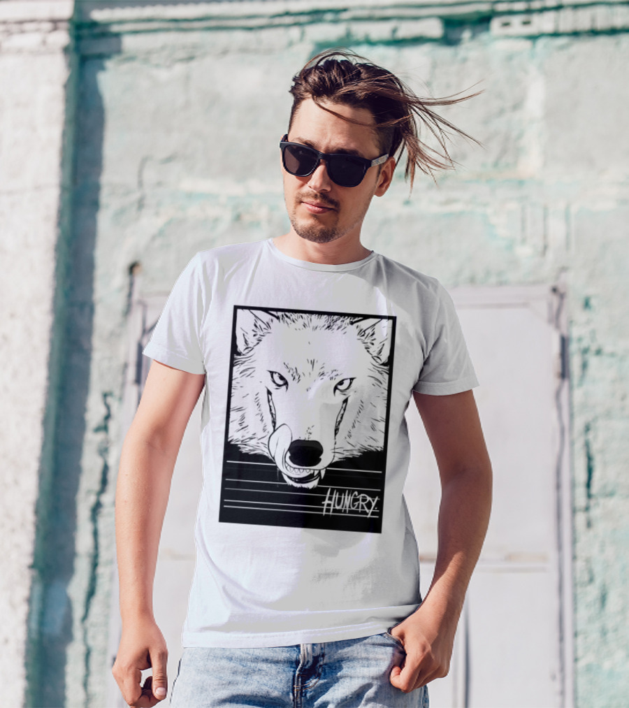 Wolf Hungry Fierce Stare With Textured Brush Strokes T-Shirt