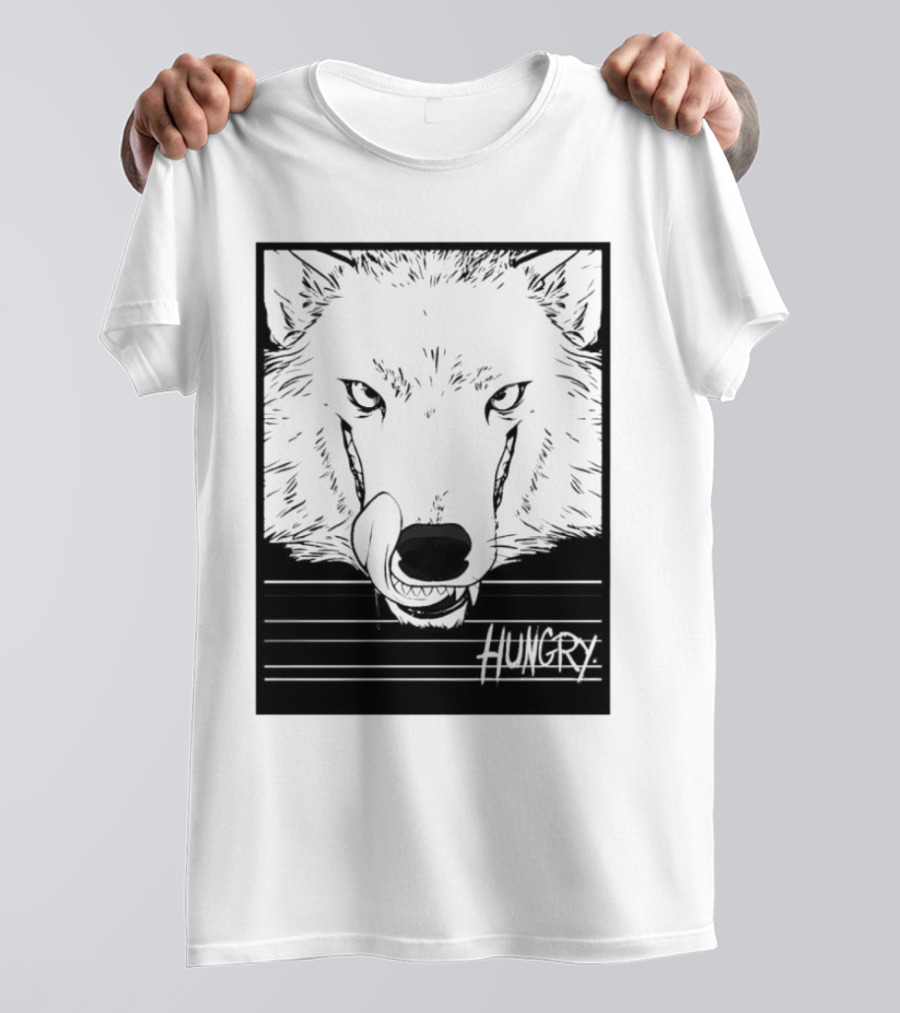 Wolf Hungry Fierce Stare With Textured Brush Strokes T-Shirt