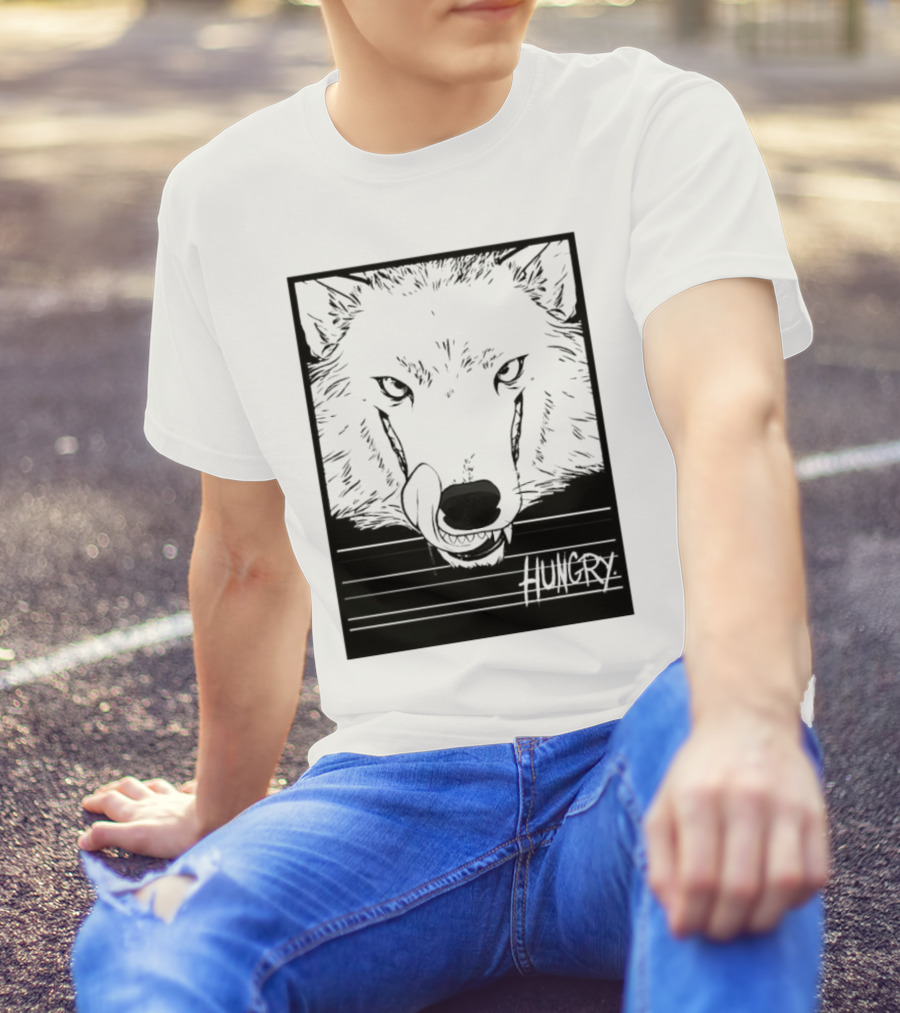Wolf Hungry Fierce Stare With Textured Brush Strokes T-Shirt