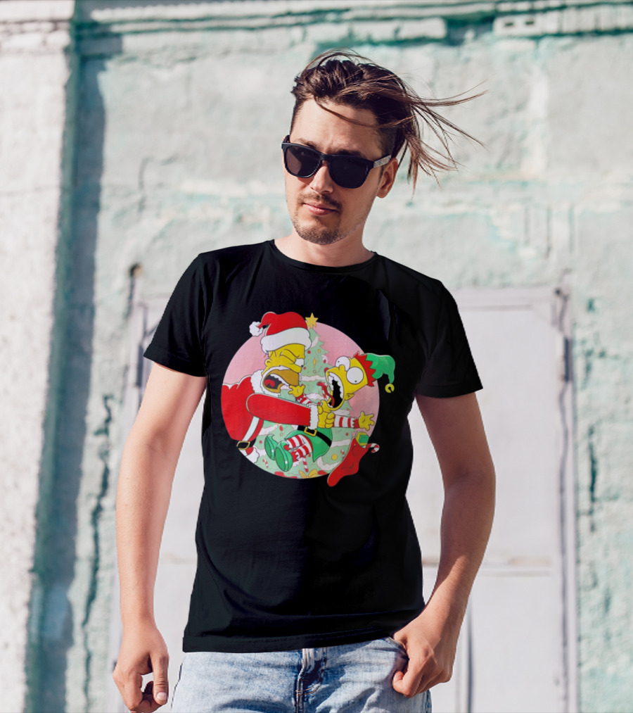 You Are Not Santa's Helper Animated Christmas Family Fight T-Shirt