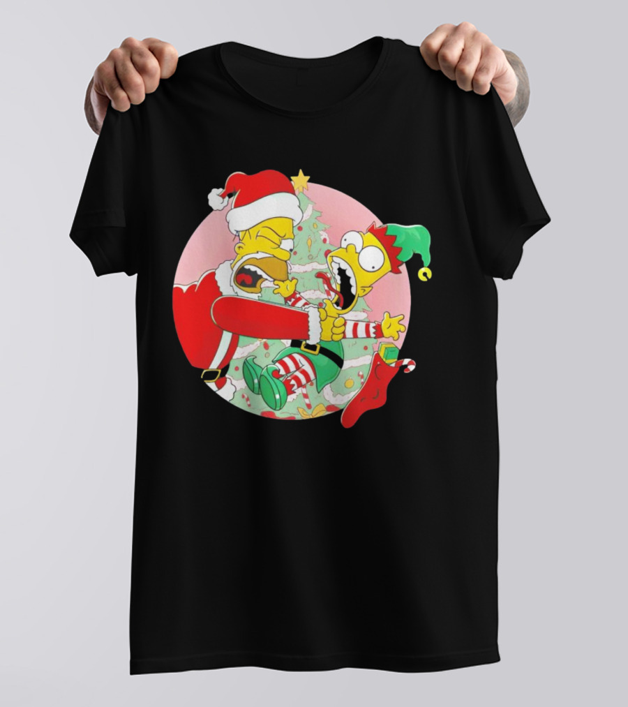 You Are Not Santa's Helper Animated Christmas Family Fight T-Shirt