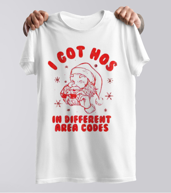 I Got Hos In Different Area Codes Santa Claus Sunglasses Snowflakes T-Shirt