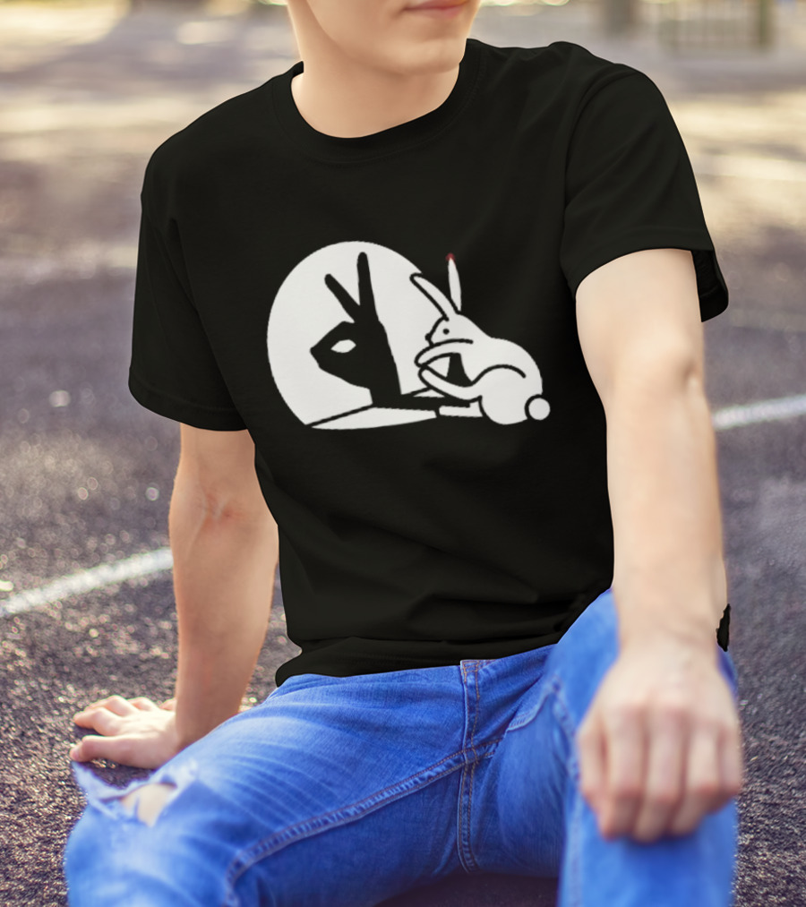 Rabbit Hand Shadow Peace Gesture Optical Illusion T-Shirt