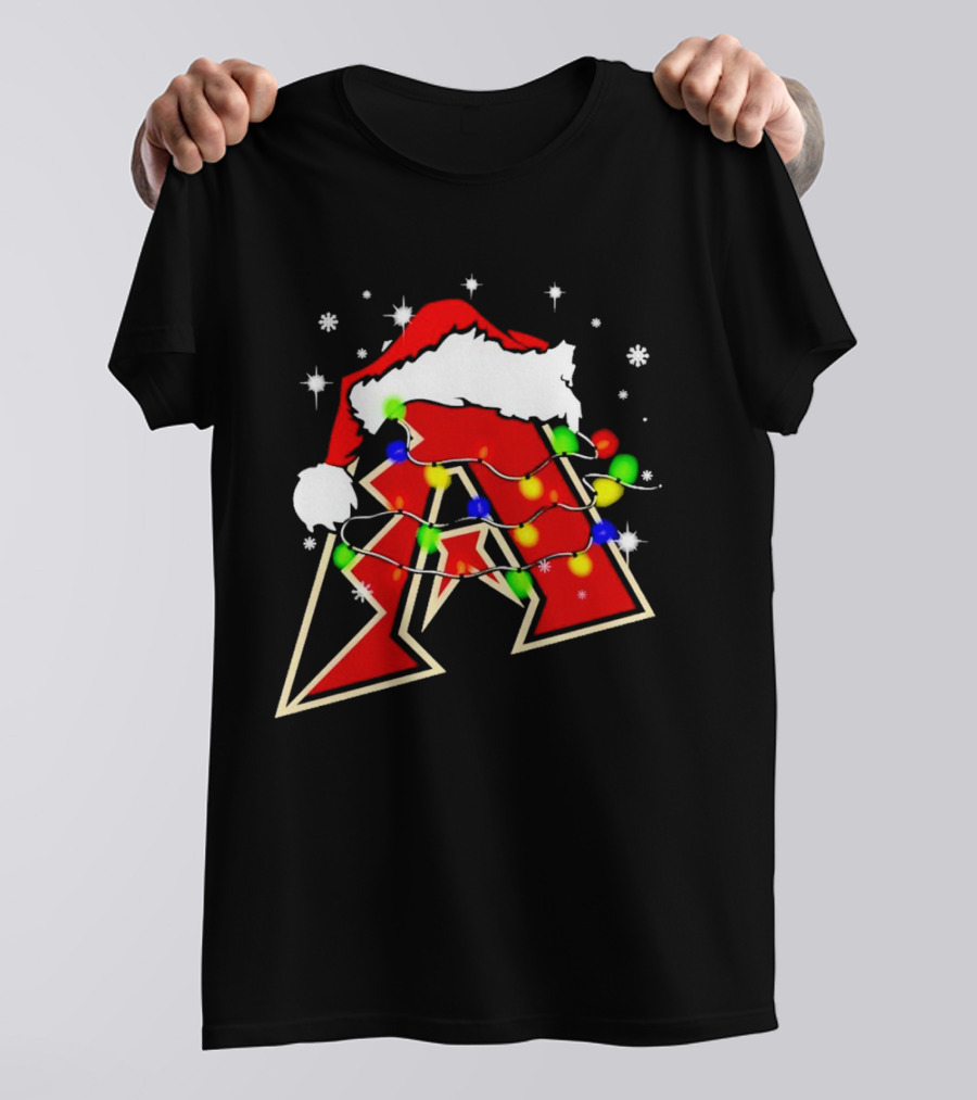 Santa Hat Arizona Diamondbacks Christmas Lights T-Shirt