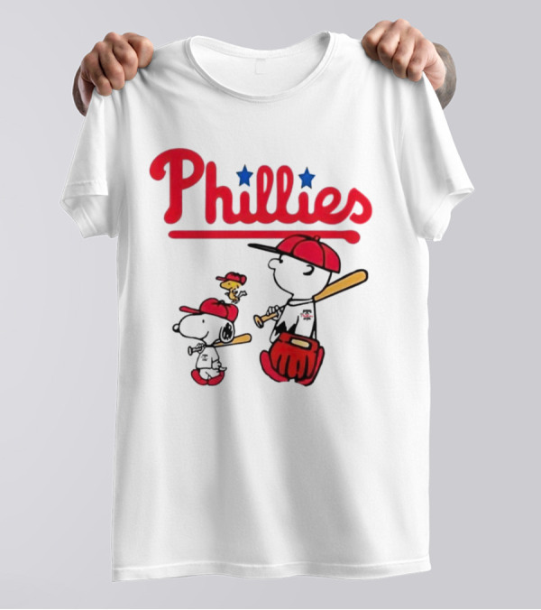 Phillies Snoopy Woodstock Charlie Brown Peanuts Baseball T-Shirt