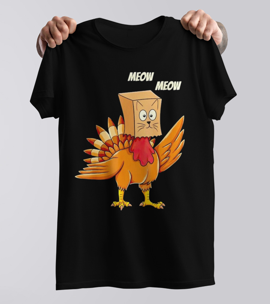 Meow Meow Turkey Cat Thanksgiving T-Shirt