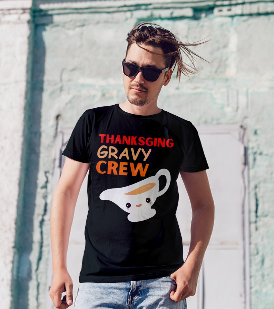 Thanksgiving Gravy Crew Smiling Saucy Boat T-Shirt