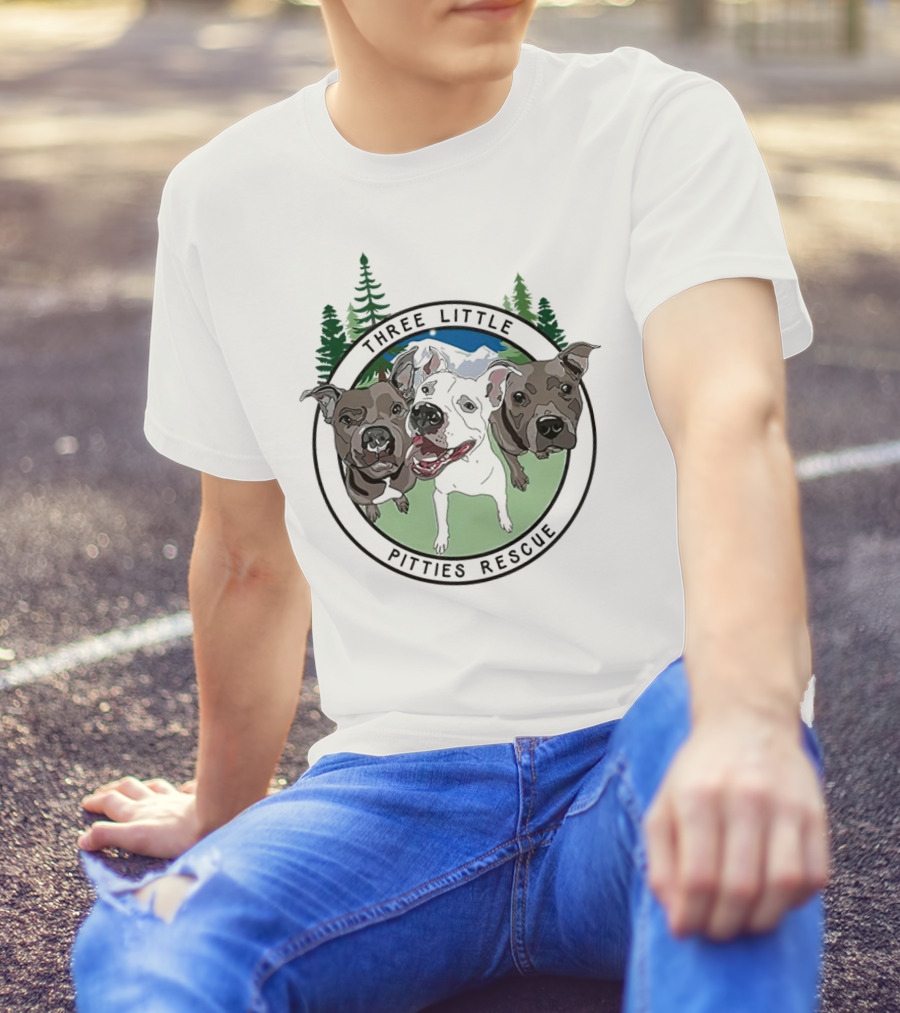Three Little Pitties Rescue Forest Trio Dogs T-Shirt