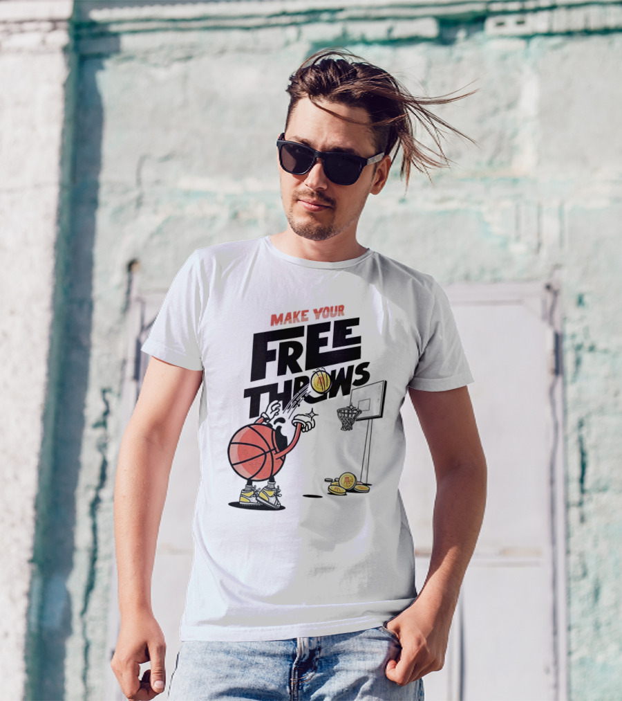 Make Your Free Throws Basketball Cartoon Coin Scoring T-Shirt