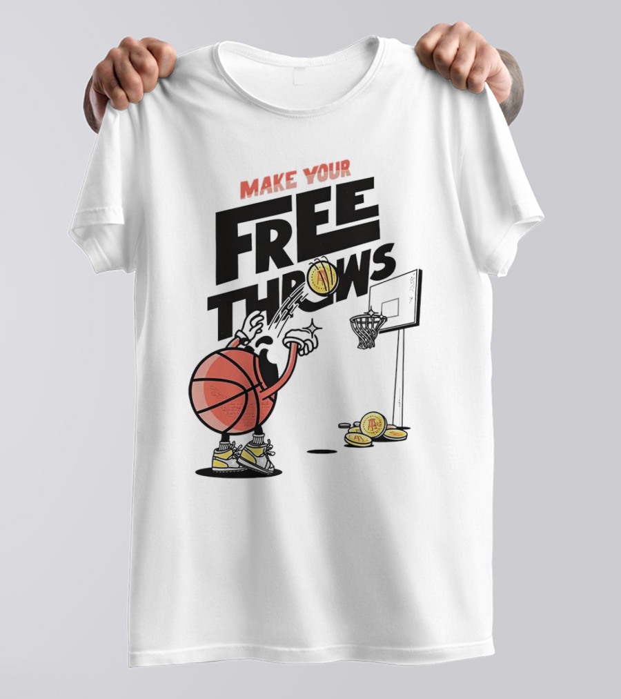 Make Your Free Throws Basketball Cartoon Coin Scoring T-Shirt
