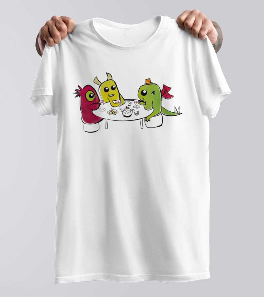 Monster Tea Party At Table With Cookies And Teacups T-Shirt