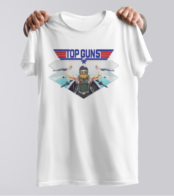 Papaswolio Top Guns Aviator Flex With Jet Background T-Shirt