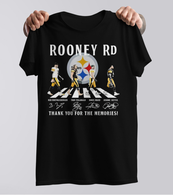 Rooney Rd Pittsburgh Steelers Ben Roethlisberger Troy Polamalu Hines Ward Jerome Bettis Thank You For The Memories Signatures T-Shirt