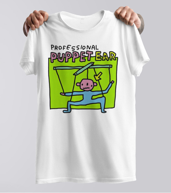 Professional Puppet Ear Illustration Marooned On Vibrant Green Background T-Shirt