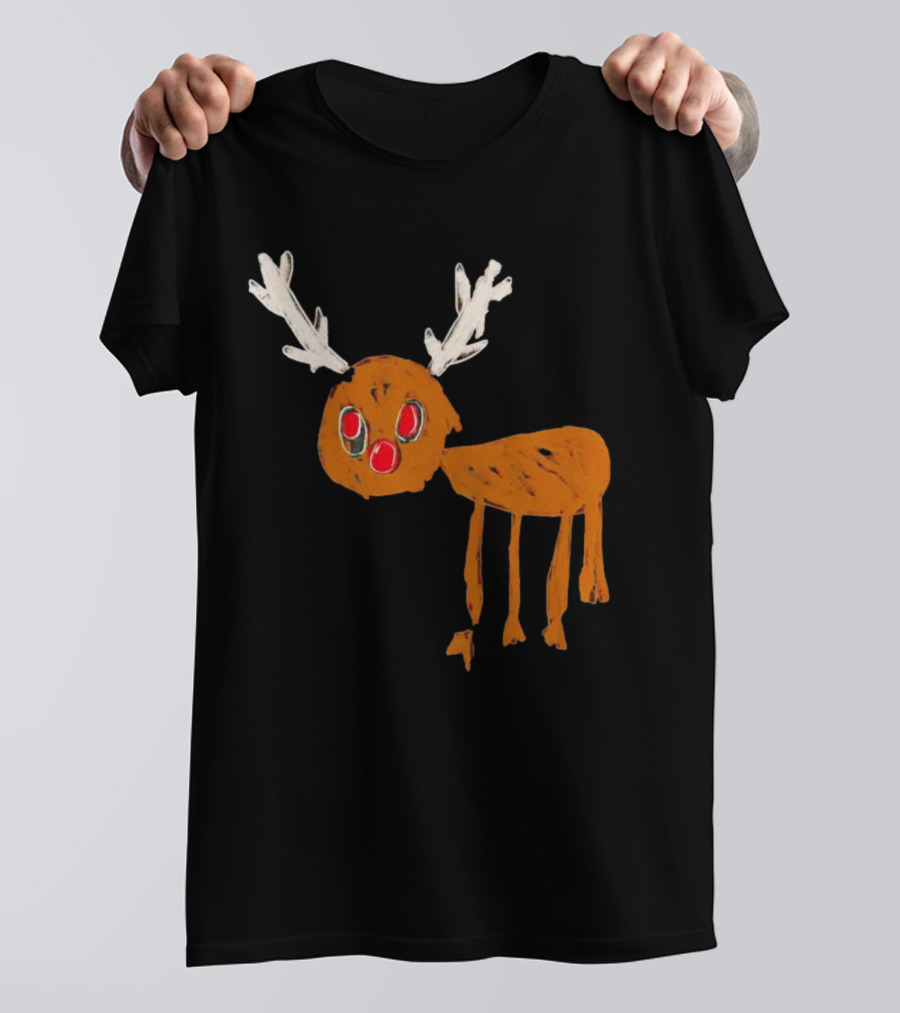 Reindeer Ugly Holiday Rudolf Drawing T-Shirt
