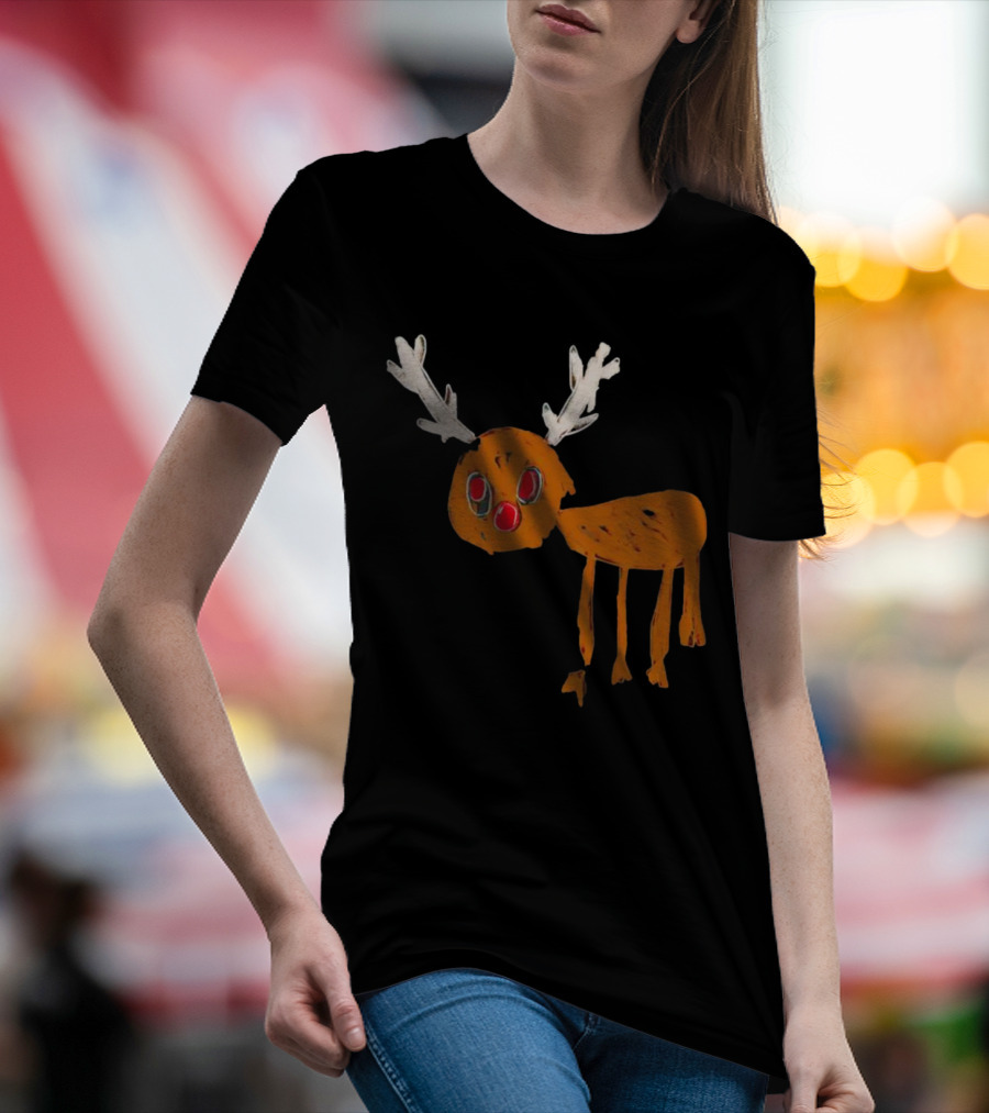 Reindeer Ugly Holiday Rudolf Drawing T-Shirt
